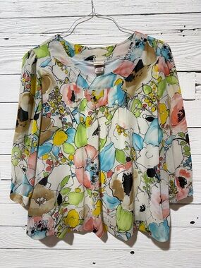 Covington Multicolor Floral Watercolor Blouse